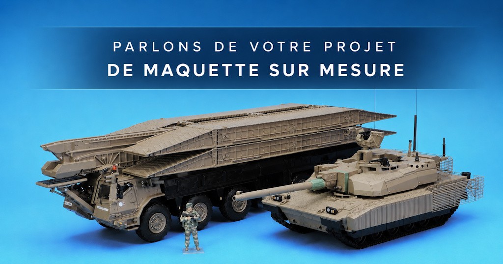 Maquettes militaires sur mesure réalisées par Promodels : véhicule de franchissement et char de combat