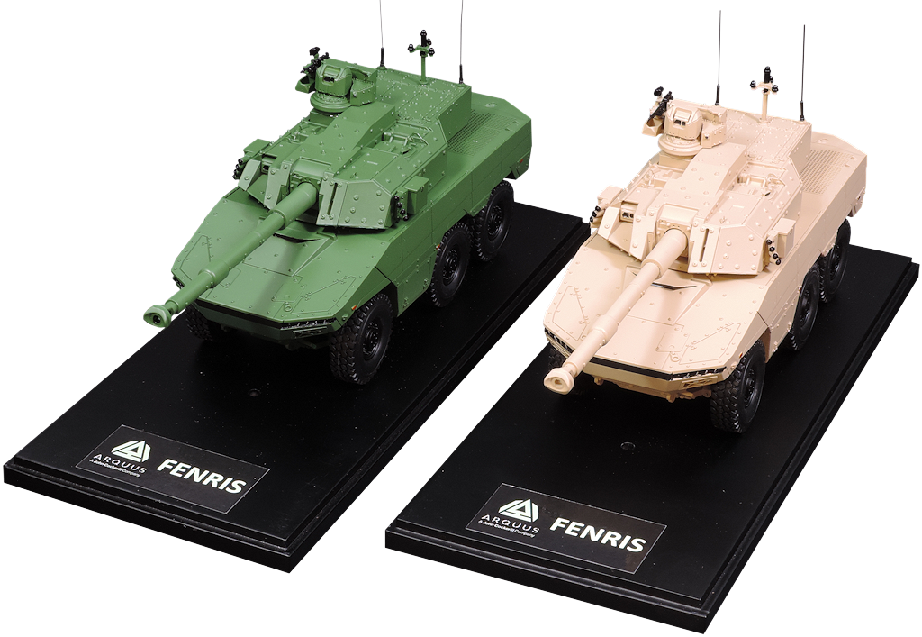 Resin model of the FENRIS armored vehicle, featuring metal parts