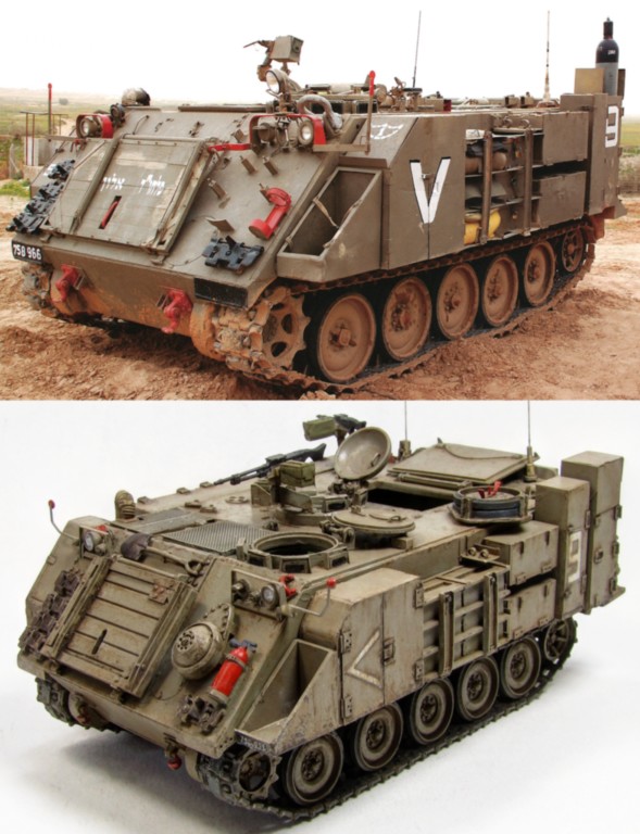 Comparaison M113 Zelda réel et maquette au 1/48e